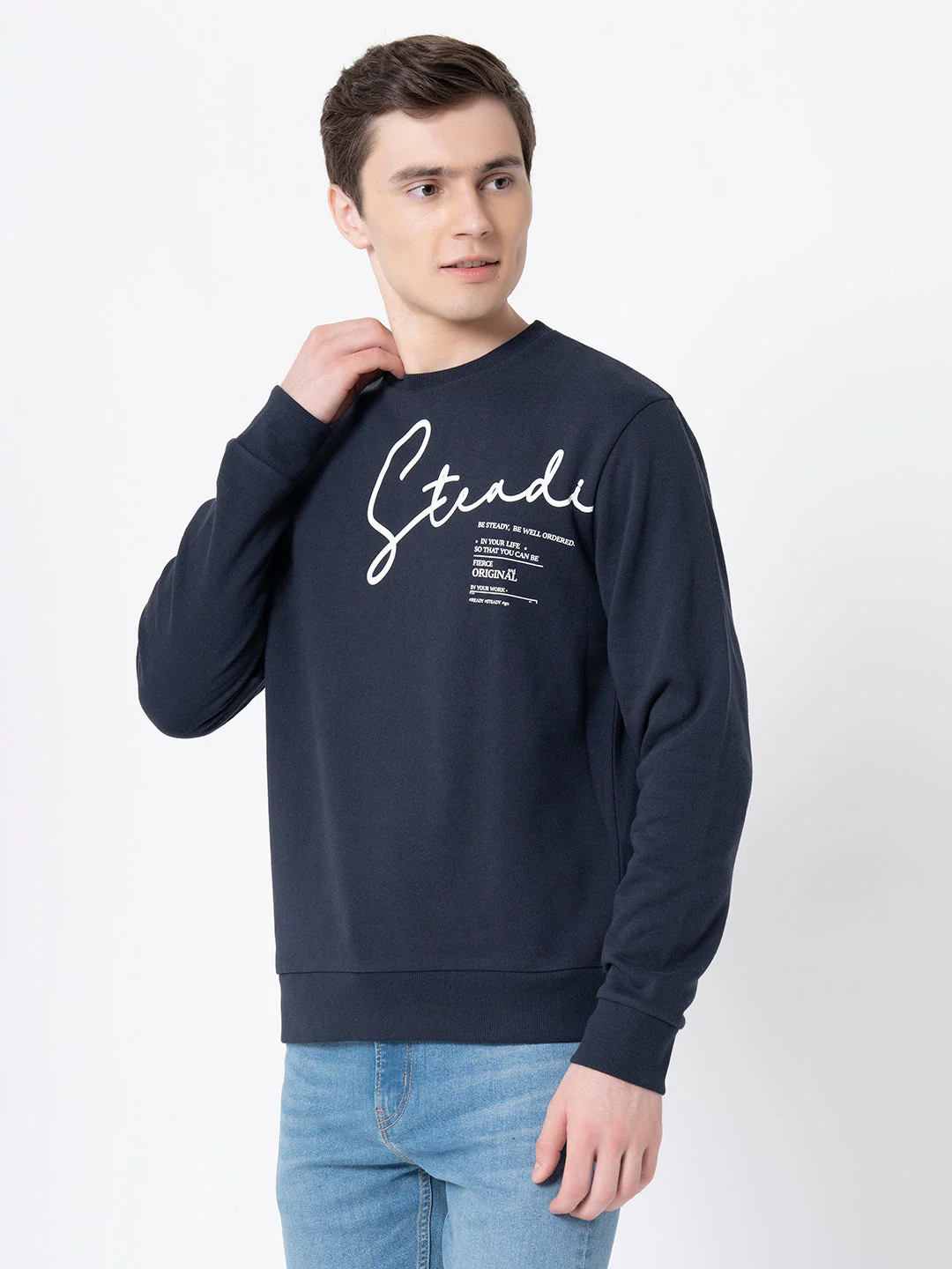 Men's Navy Graphic Print Sweatshirt - Image 2