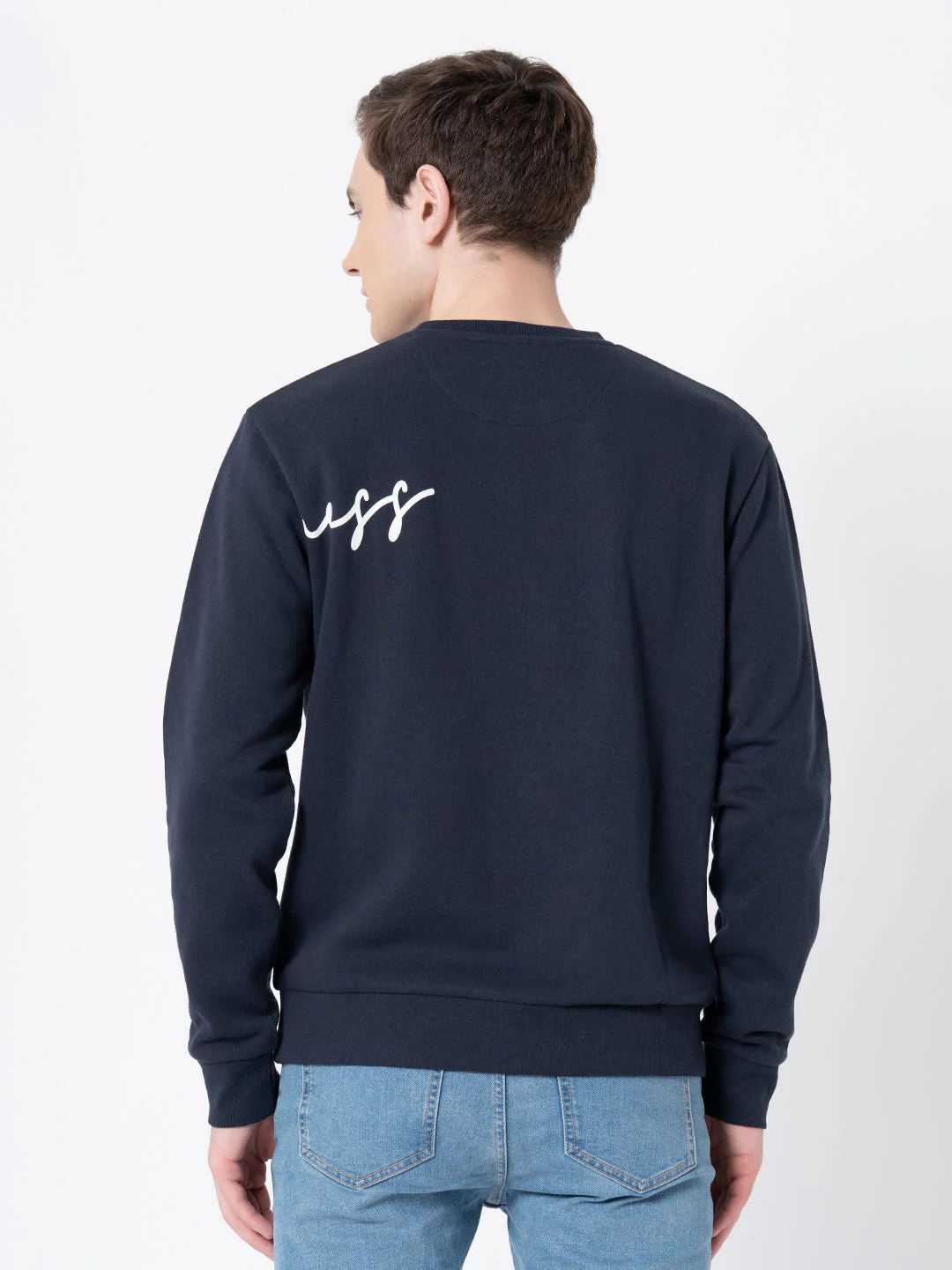 Men's Navy Graphic Print Sweatshirt - Image 3