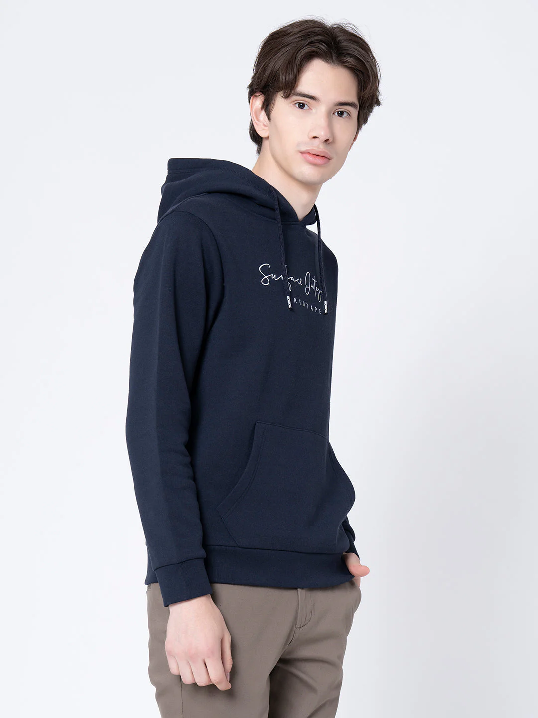 Men's Navy Printed Hoodie - Image 2