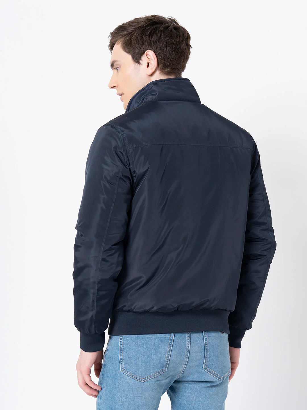 Men's Navy Solid Jacket - Image 3