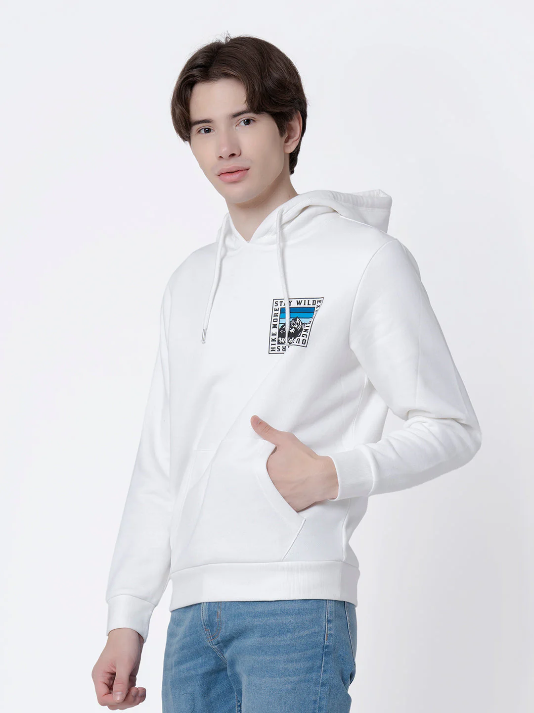 Men's Off White Graphic Print Hoodie - Image 2