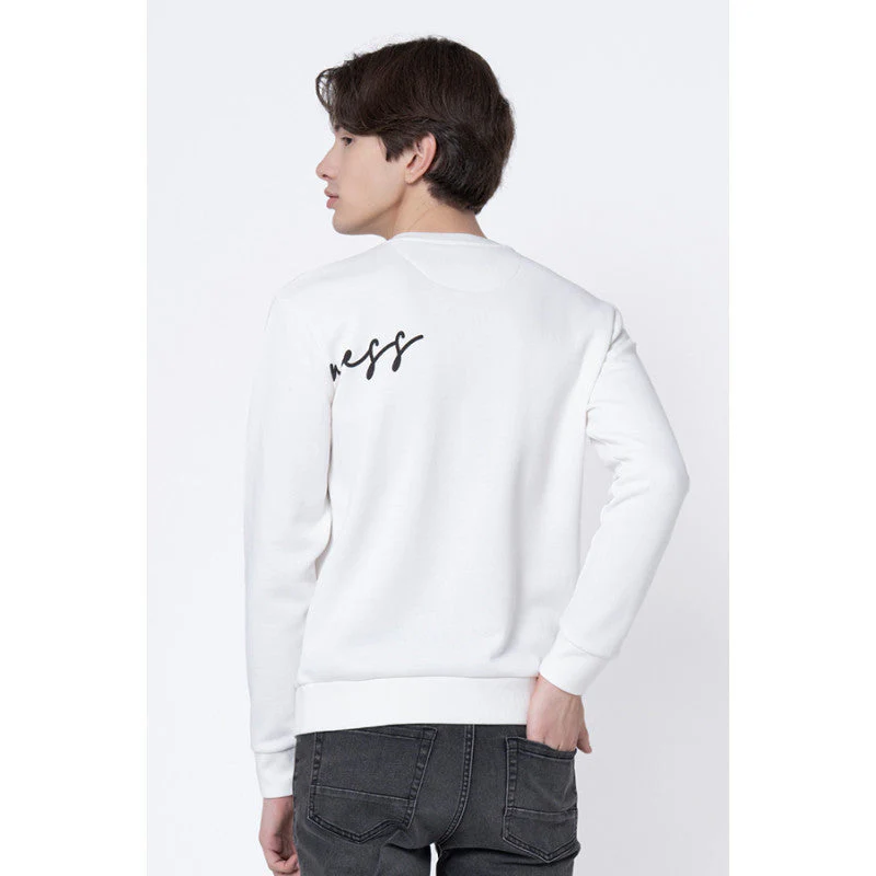 Men's Off White Printed Sweatshirt - Image 3