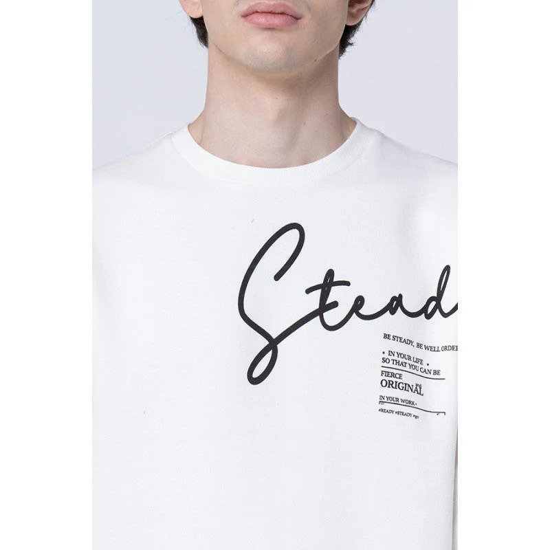 Men's Off White Printed Sweatshirt - Image 4