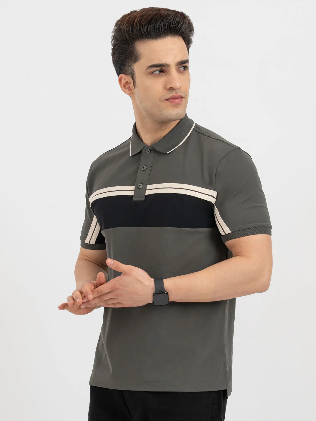Men's Olive Polo T-Shirt - Image 2