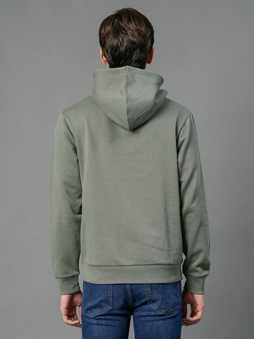 Men's Olive Solid Hoodie - Image 3