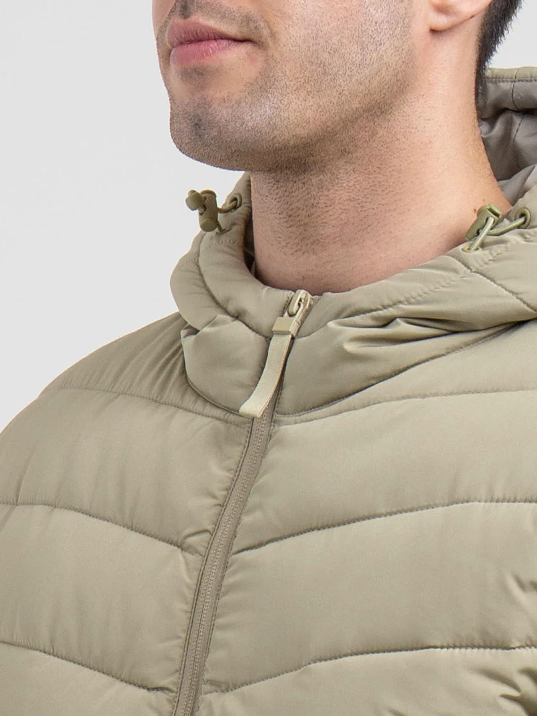 Mens Olive Hooded Winter Jacket | Classic Puffer Comfort - Image 5