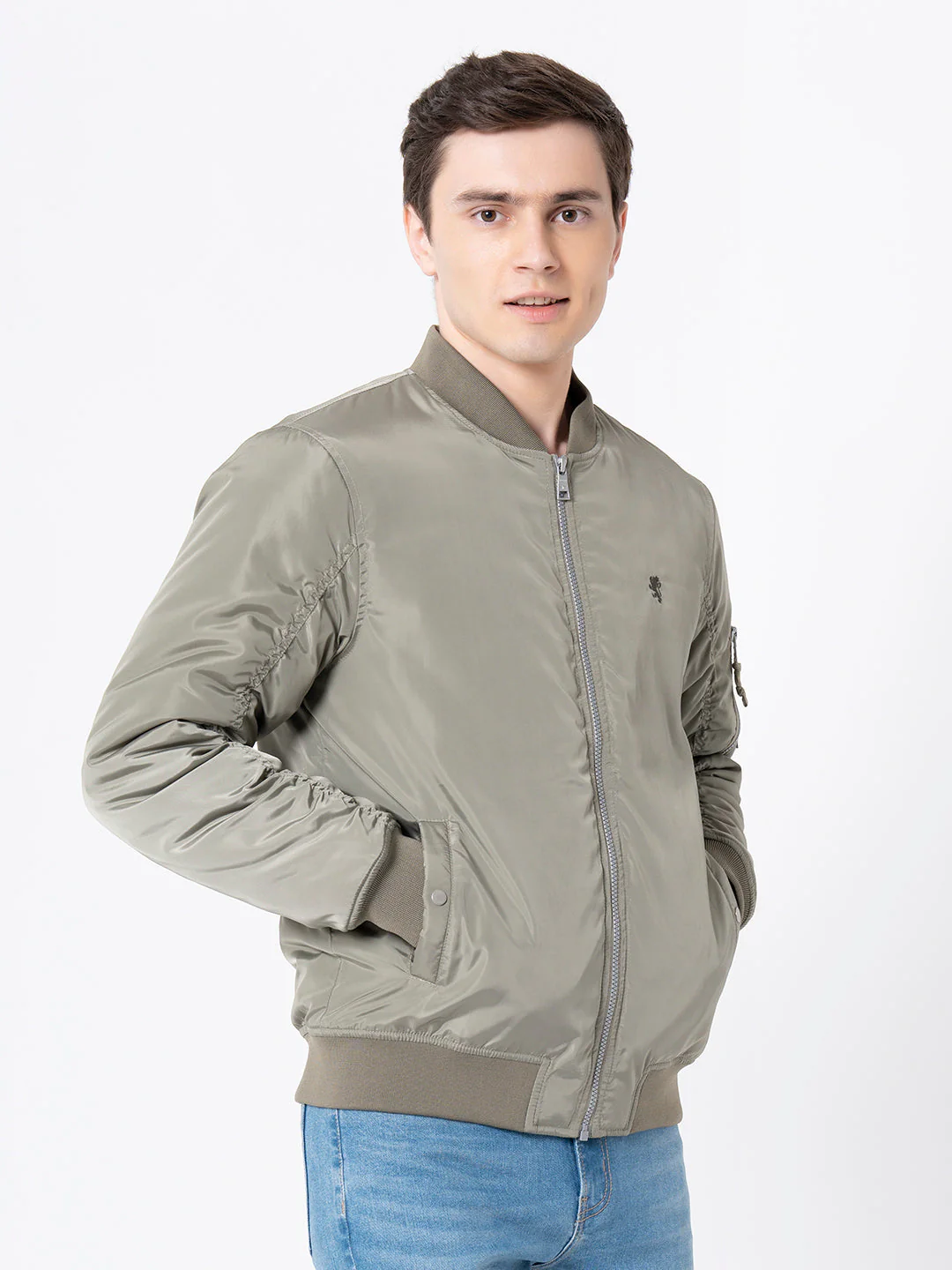 Men's Pastel Green Solid Jacket - Image 2