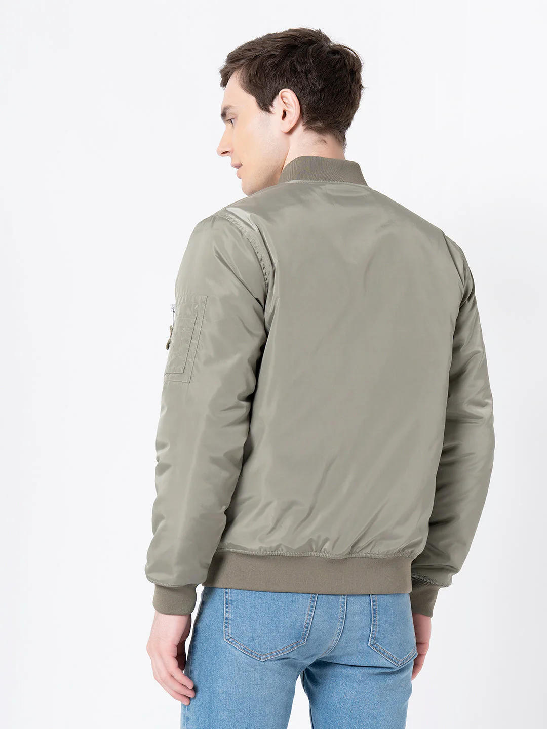 Men's Pastel Green Solid Jacket - Image 3