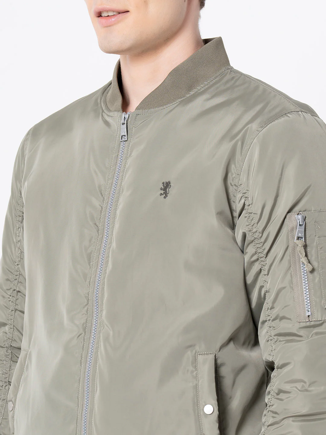 Men's Pastel Green Solid Jacket - Image 4