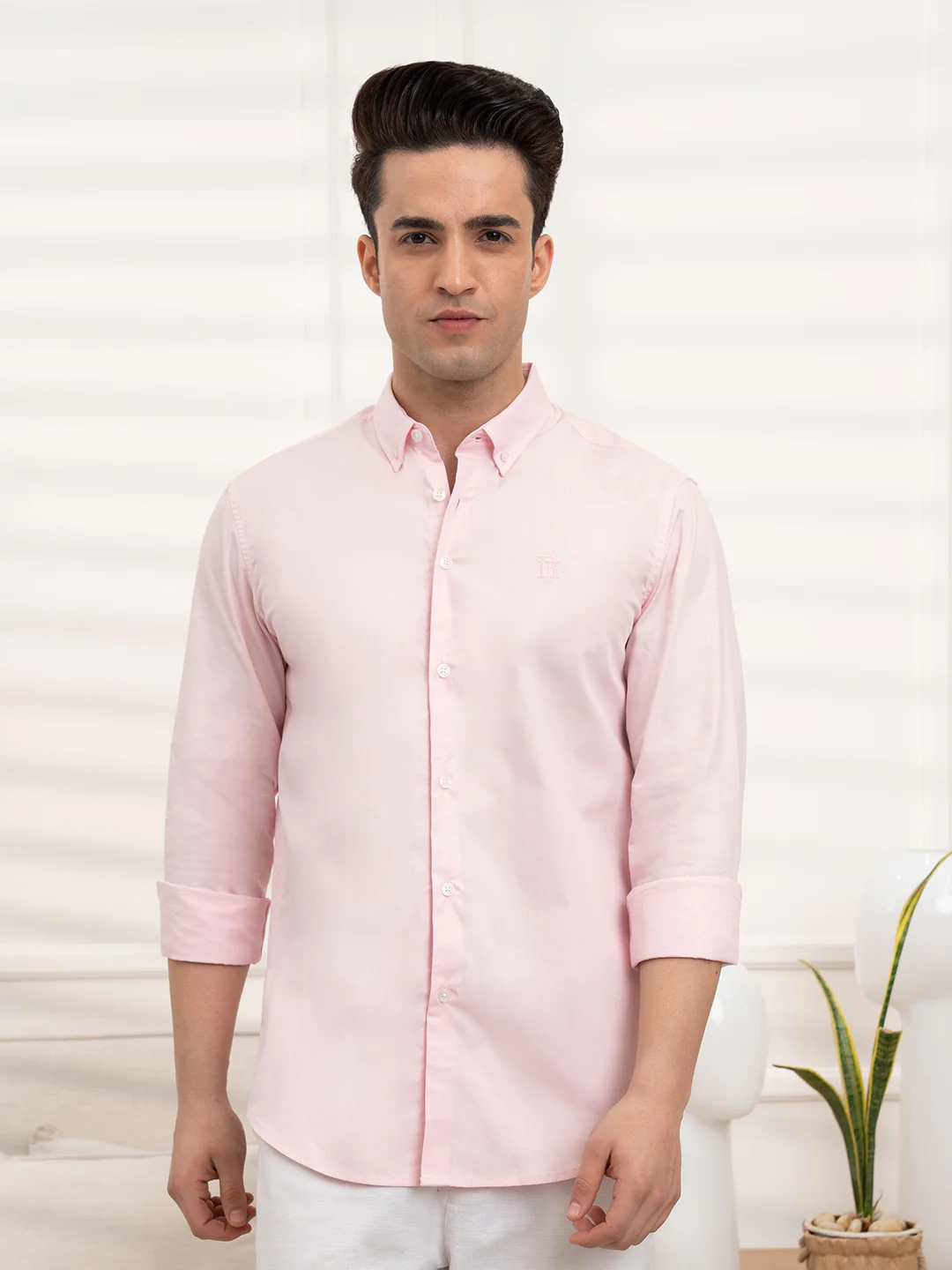 Menâ€™s Pink Poplin Shirt | Smooth Cotton Sophistication - Image 3