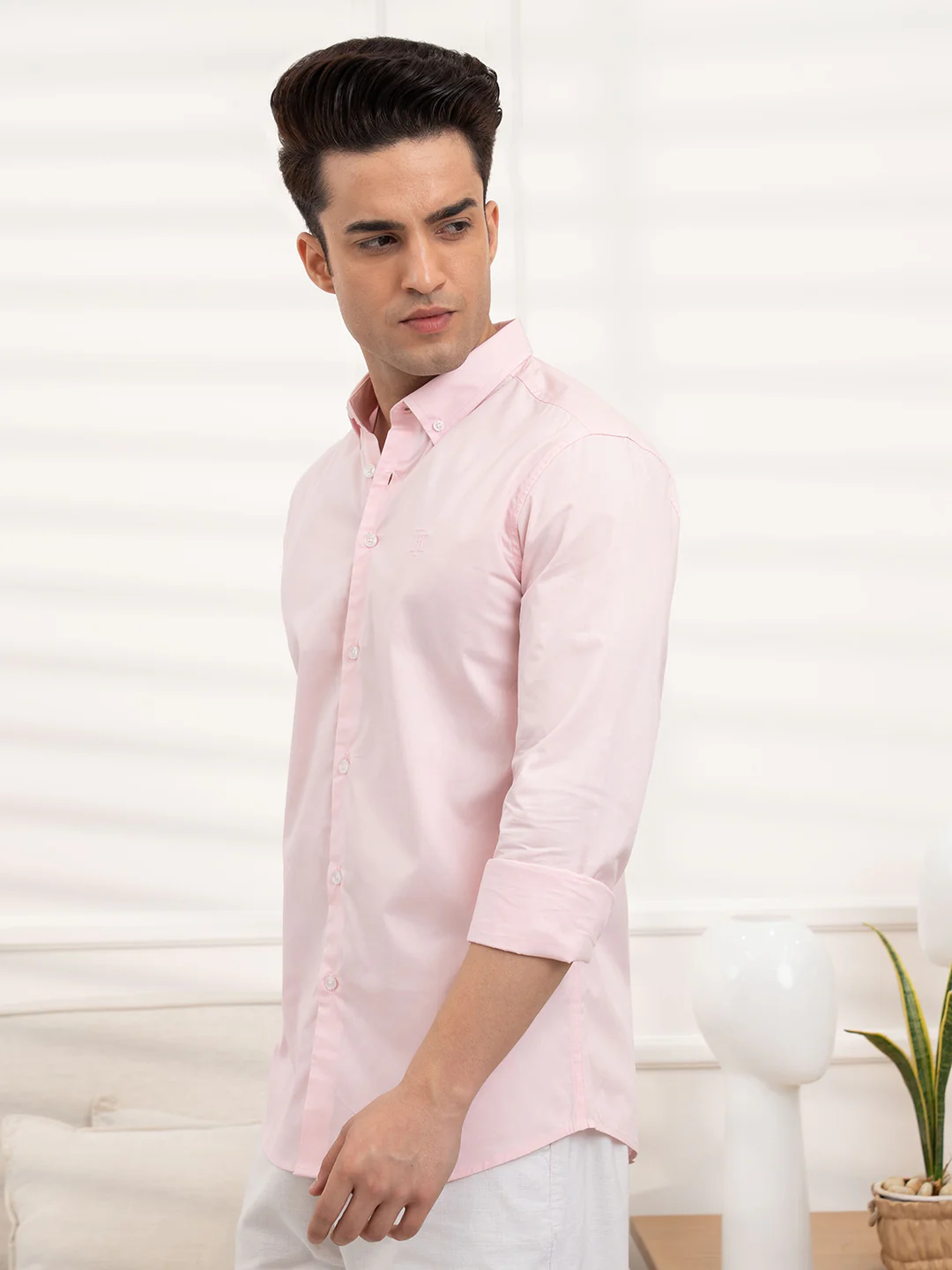 Menâ€™s Pink Poplin Shirt | Smooth Cotton Sophistication - Image 4