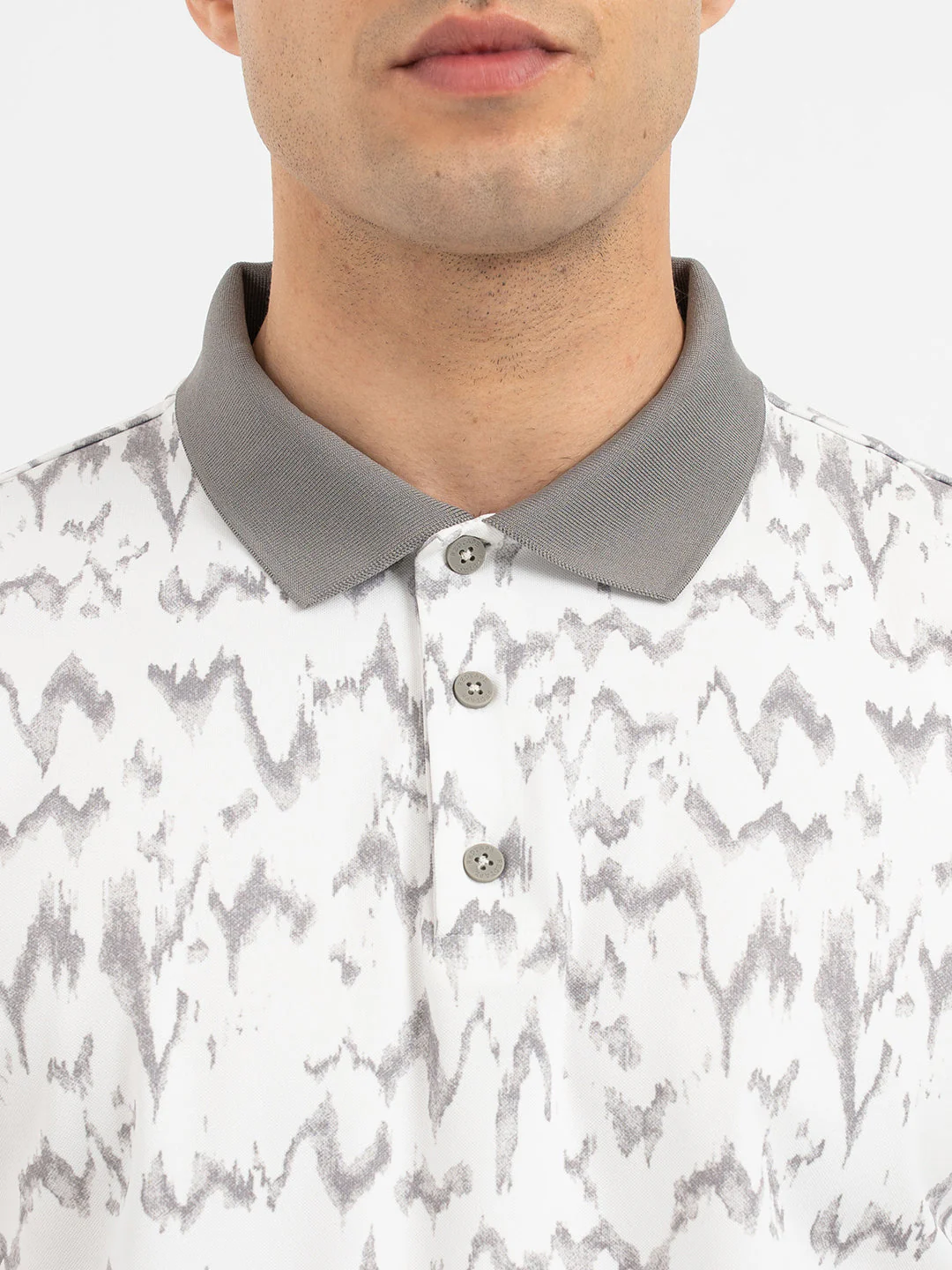 Men's Polo T-Shirt in White And Grey - Image 4