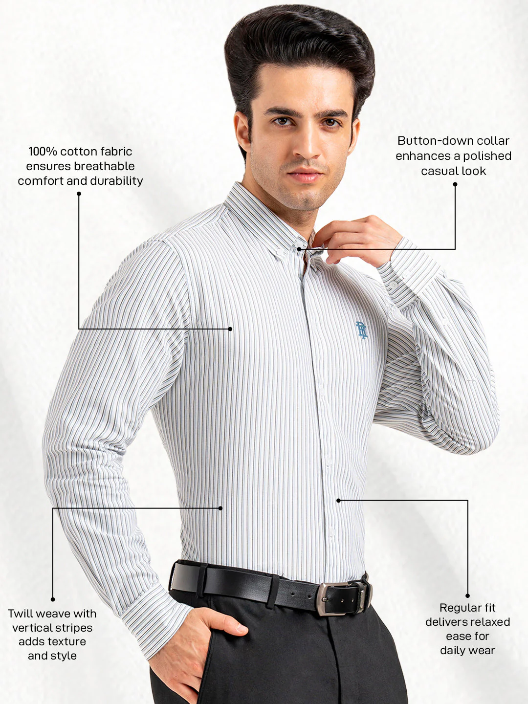 Menâ€™s Premium Cotton Shirt for Stylish Everyday Refined Look - Image 3
