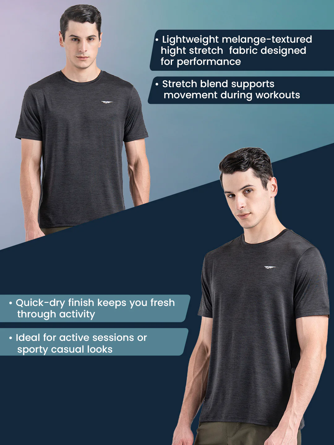 Men's Round Neck Activewear T-Shirt - Image 2