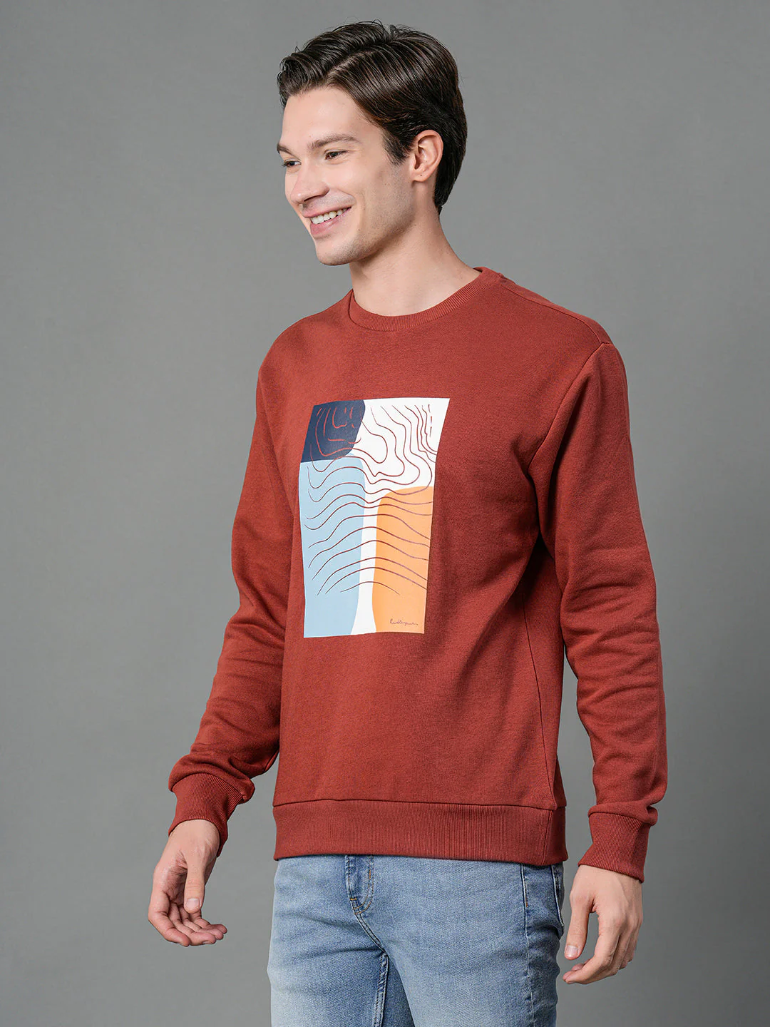 Men's Rust Graphic Print Sweatshirt - Image 2