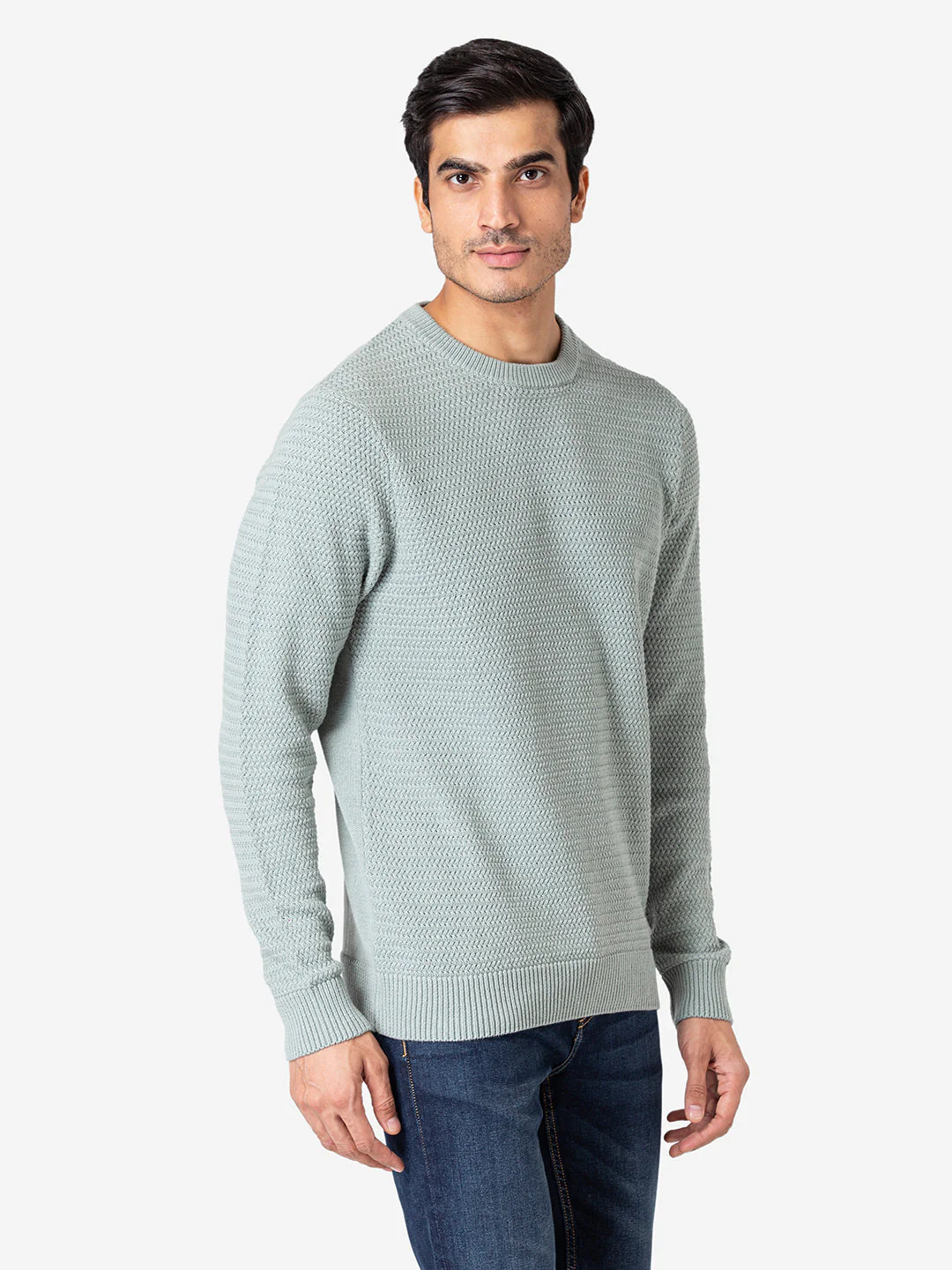 Men's Self Design Pastel Green Sweater - Image 6