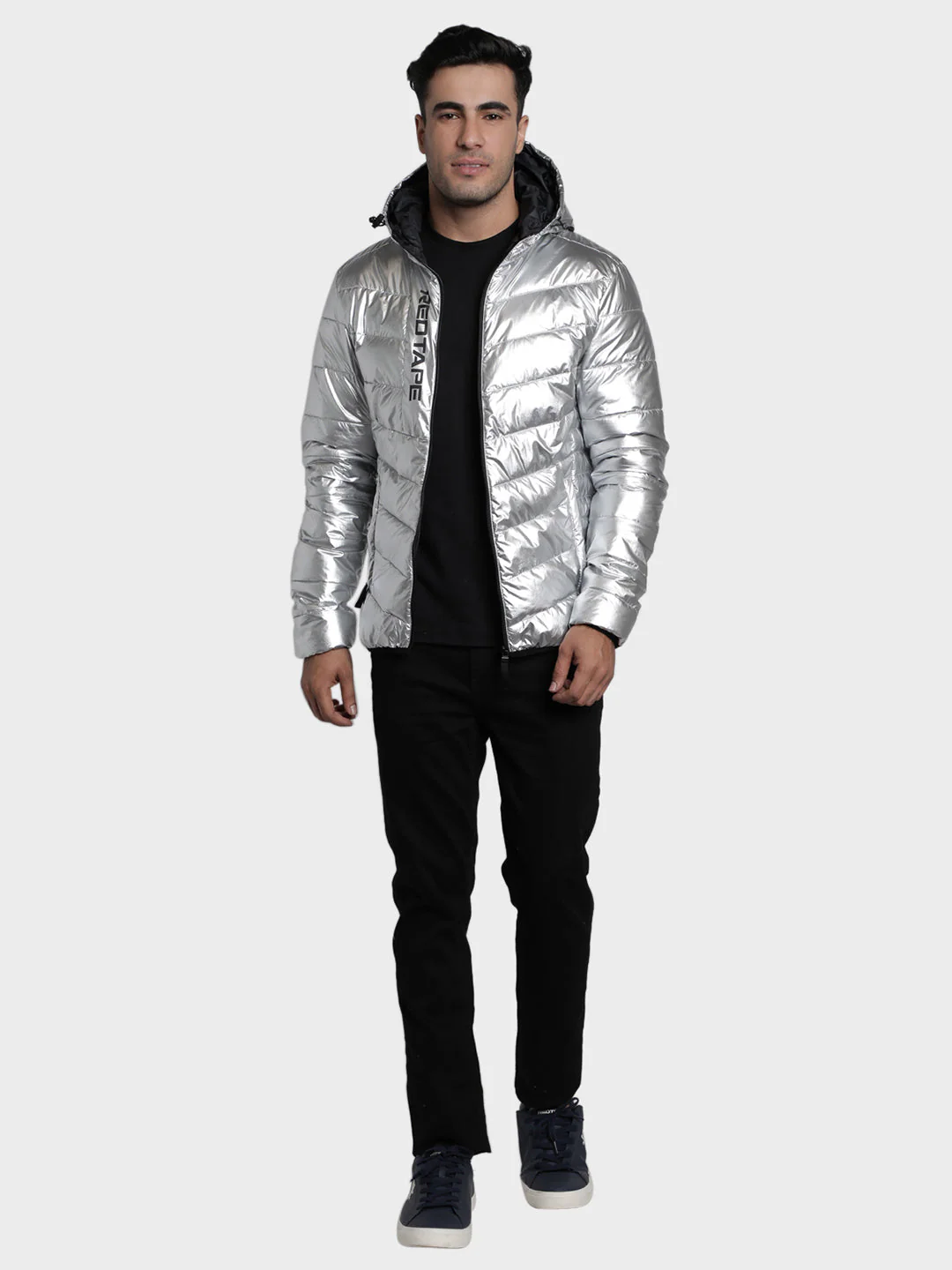 Men's Silver Solid Polyester Jacket - Image 7