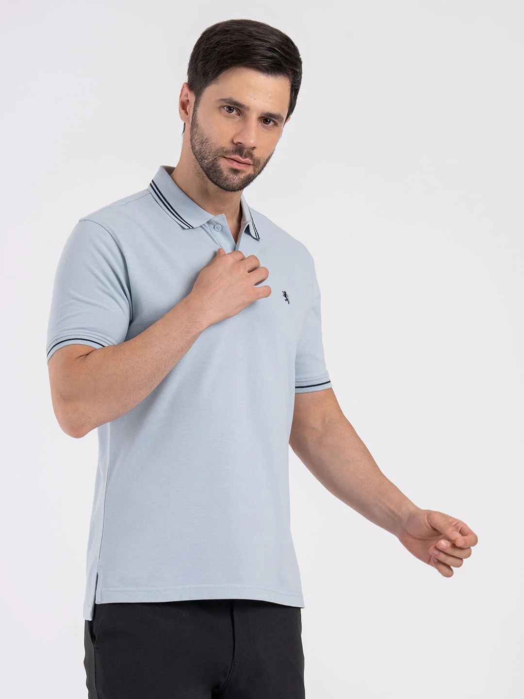 Mens Single Tone Tipping Polo T-Shirt - Image 4