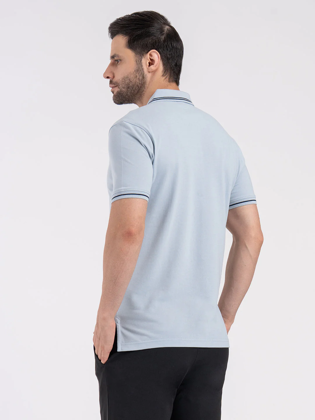 Mens Single Tone Tipping Polo T-Shirt - Image 5