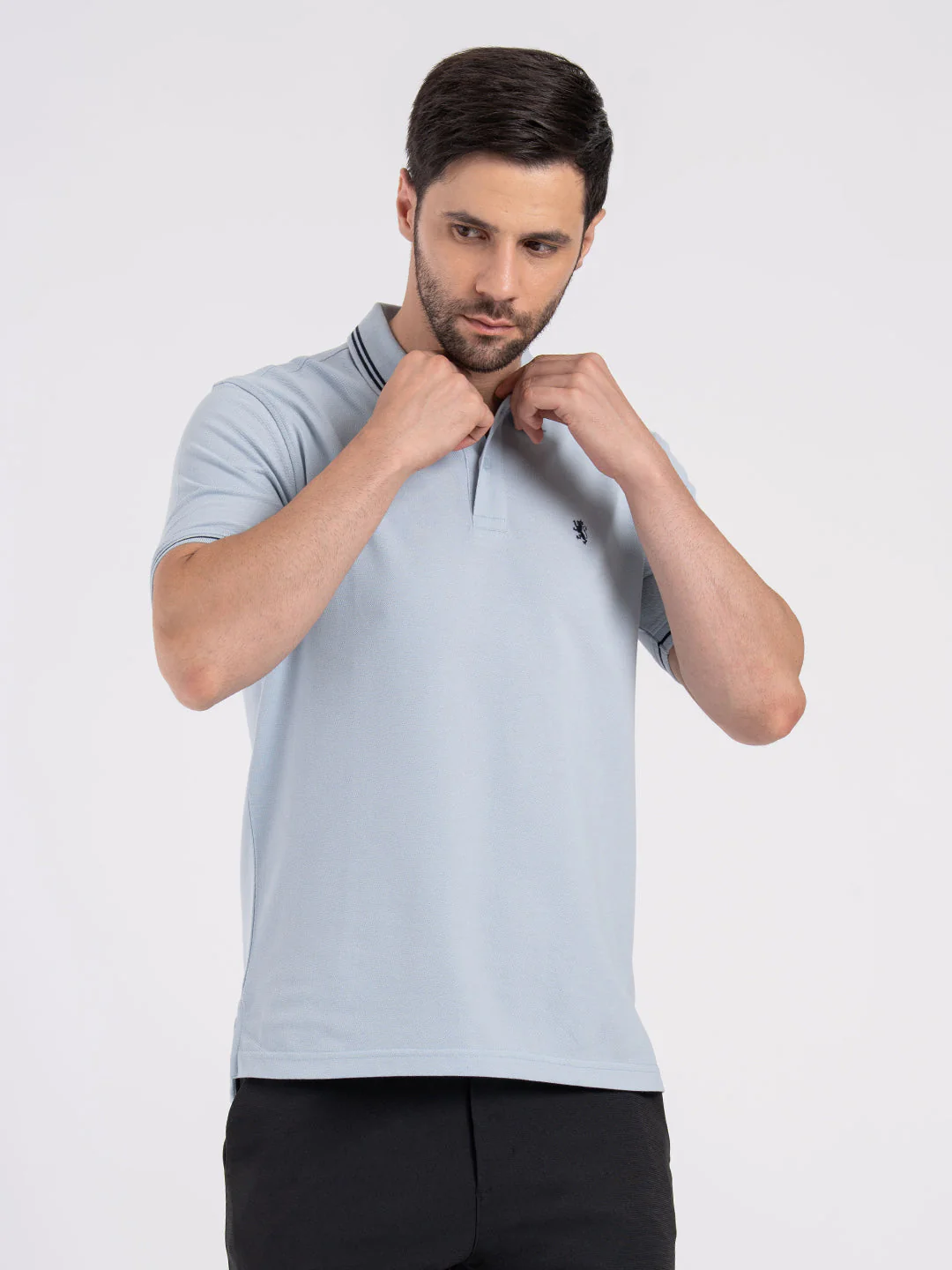 Mens Single Tone Tipping Polo T-Shirt - Image 6