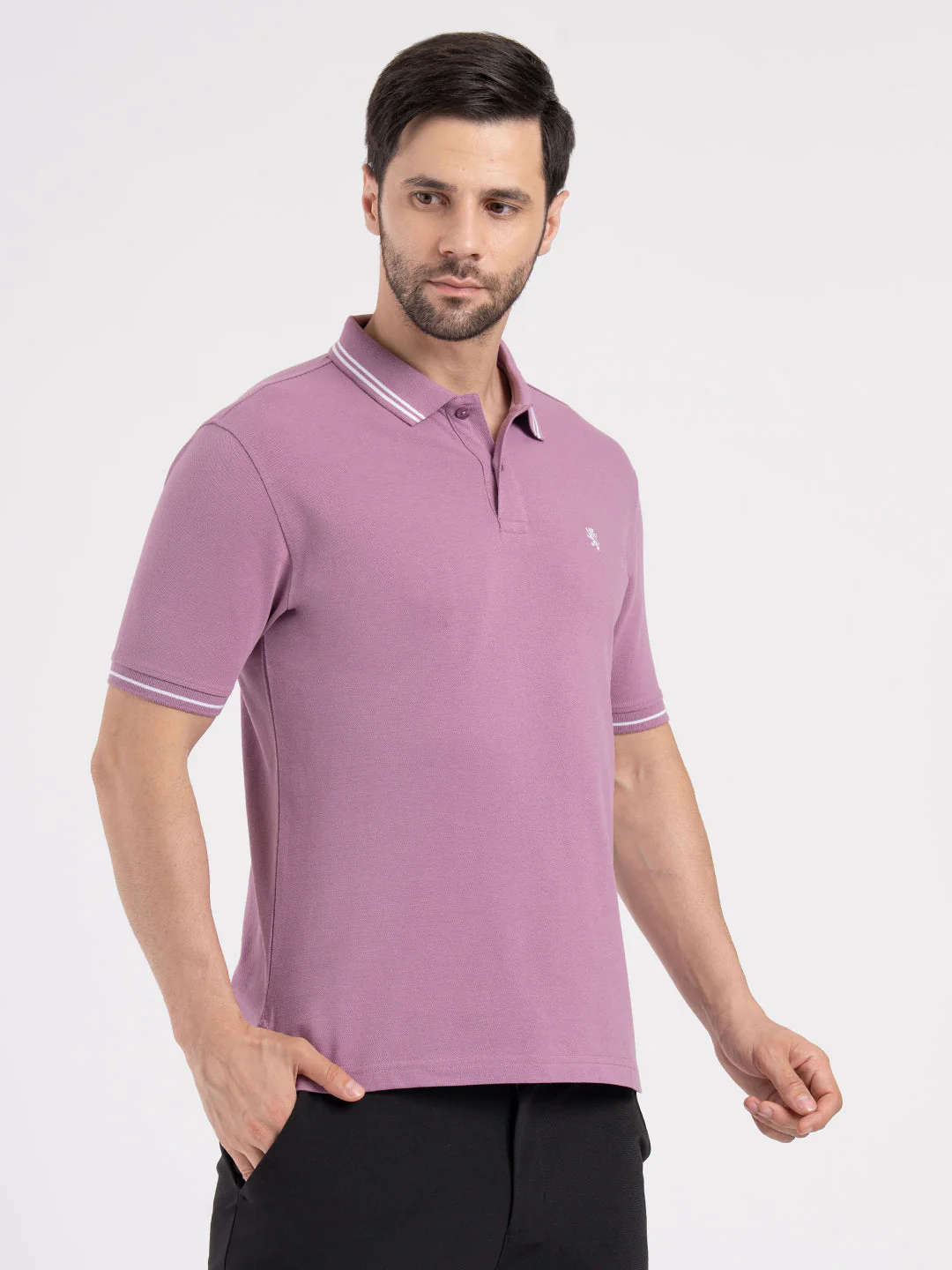Mens Single Tone Tipping Polo T-Shirt - Image 4