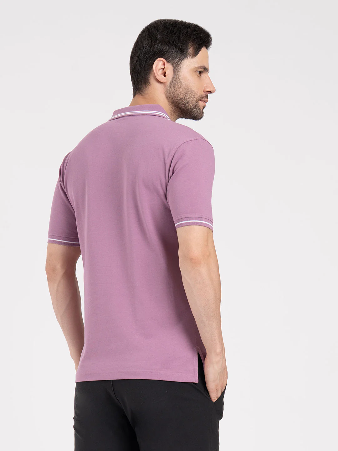 Mens Single Tone Tipping Polo T-Shirt - Image 5