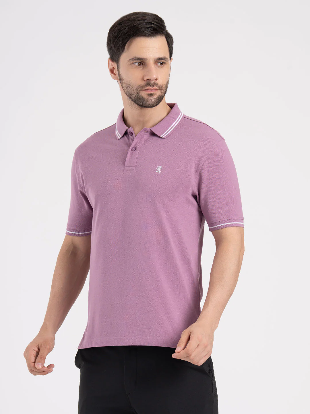 Mens Single Tone Tipping Polo T-Shirt - Image 6