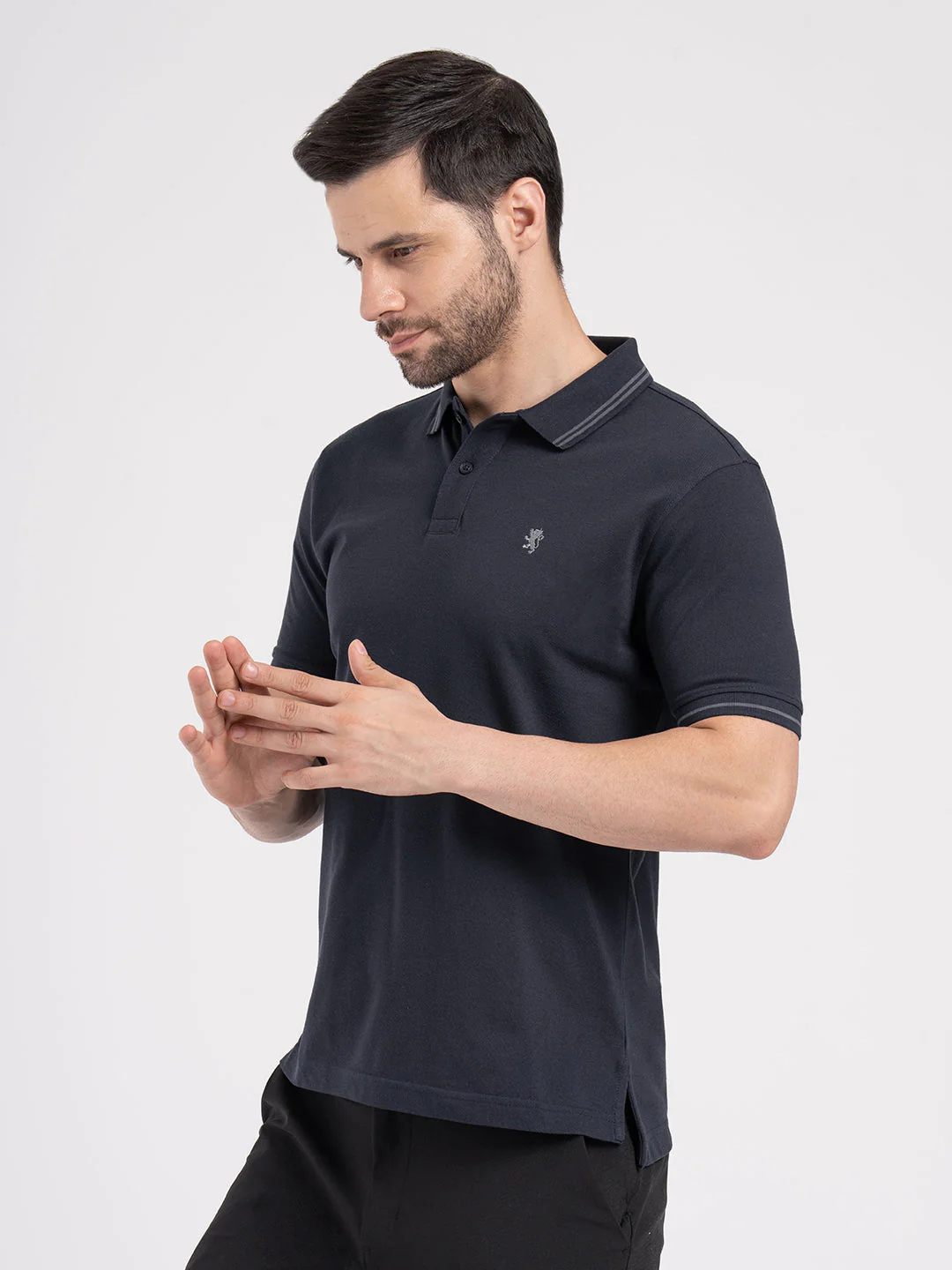 Mens Single Tone Tipping Polo T-Shirt - Image 4