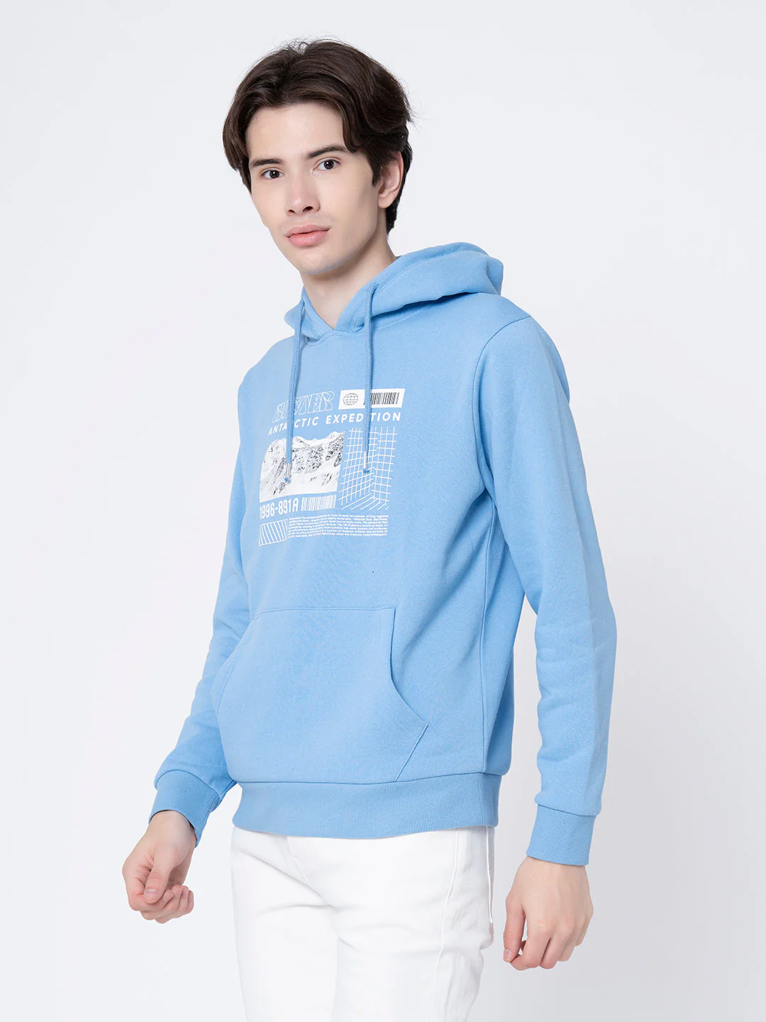 Men's Slate Blue Graphic Print Hoodie - Image 2