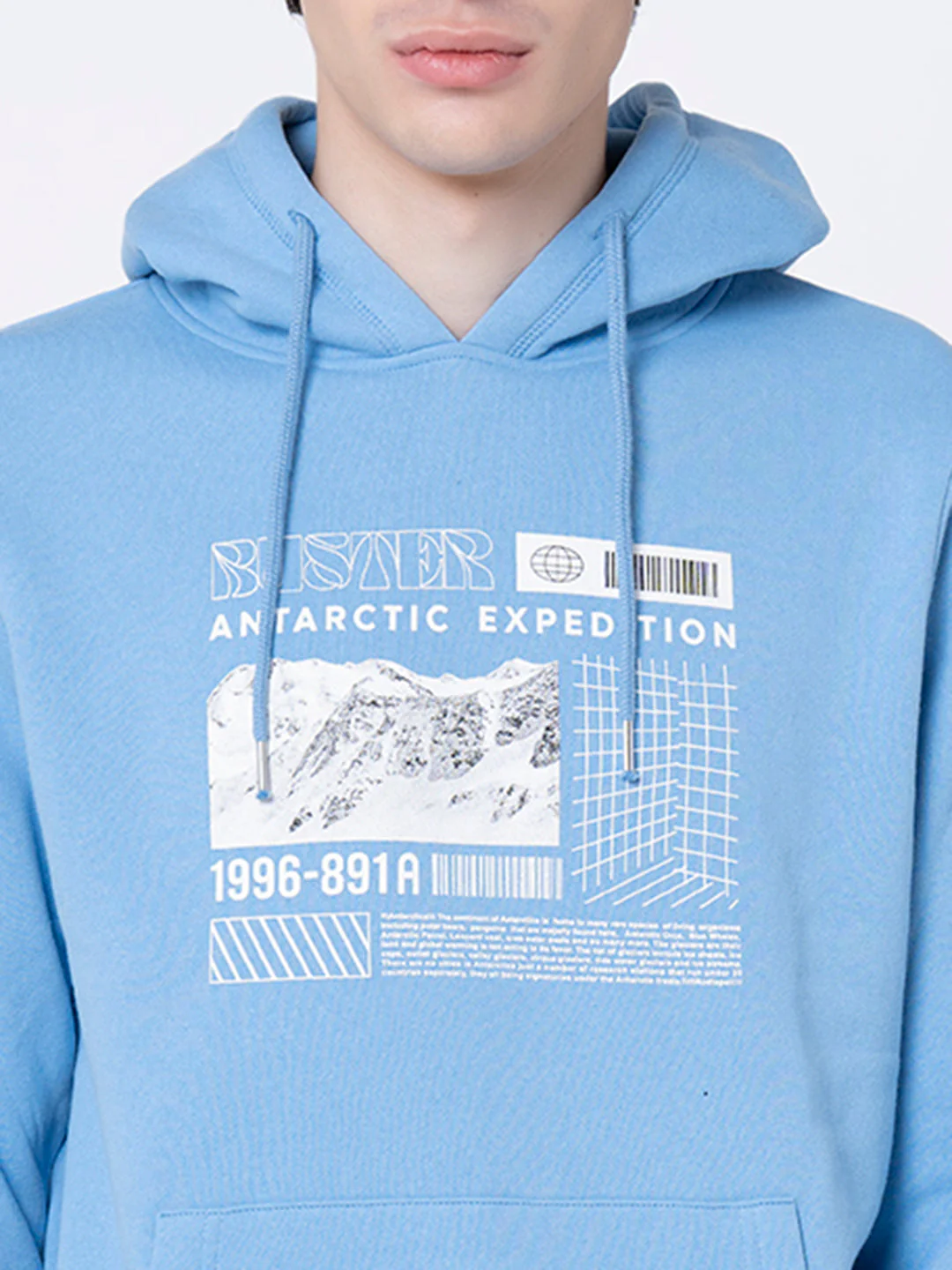 Men's Slate Blue Graphic Print Hoodie - Image 4