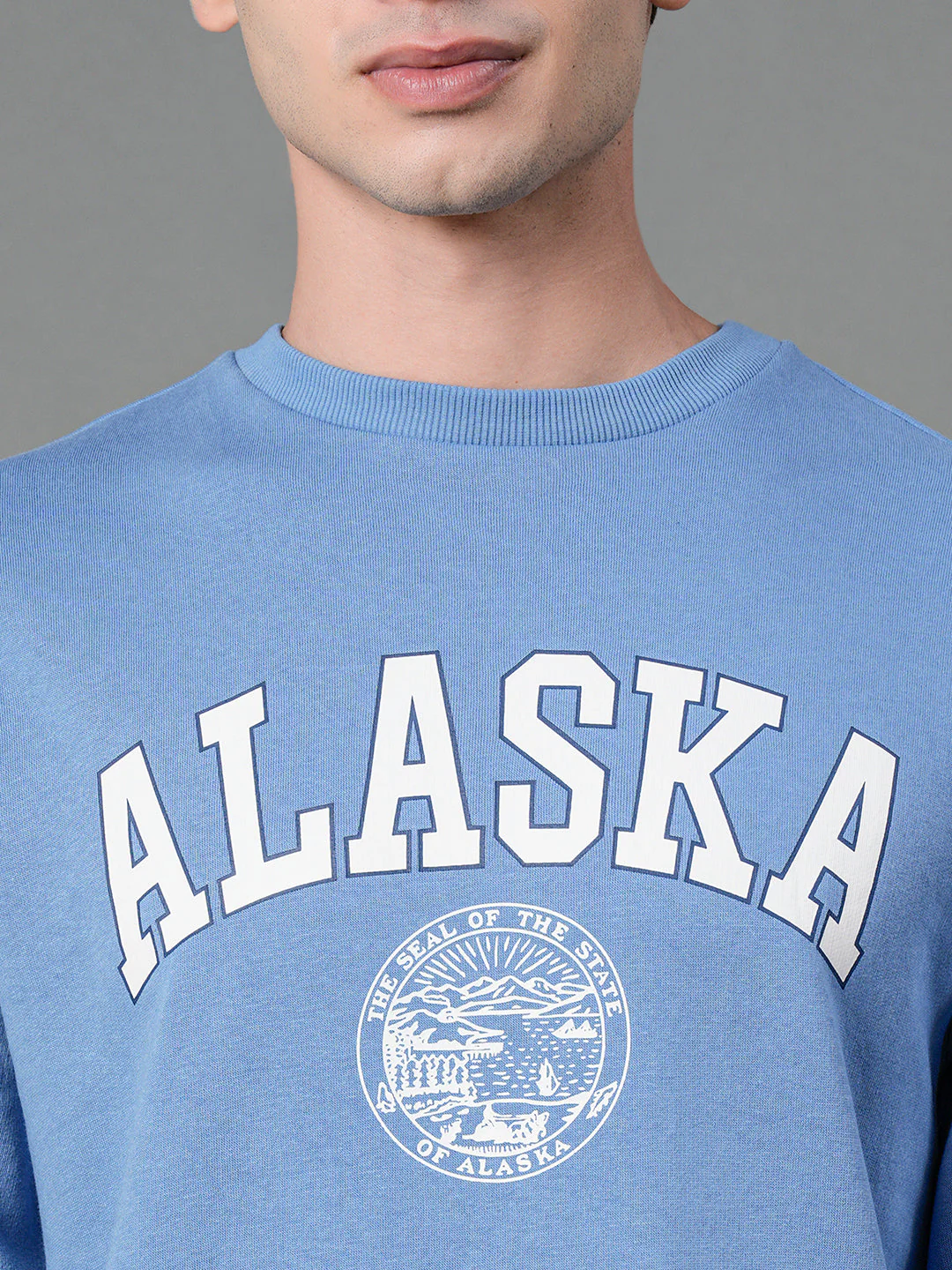 Men's Slate Blue Graphic Print Sweatshirt - Image 4