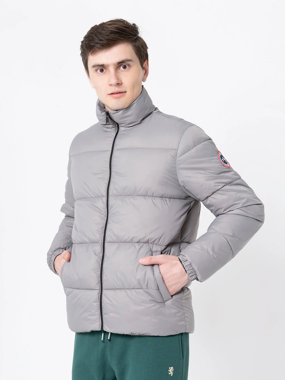 Men's Slate Grey Solid Jacket - Image 2