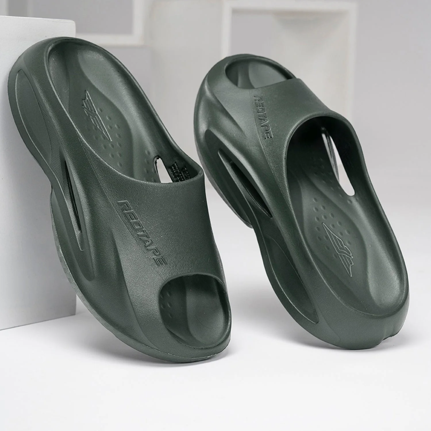 Mens Sliders in  Green | Casual Pool Sliders - Image 6