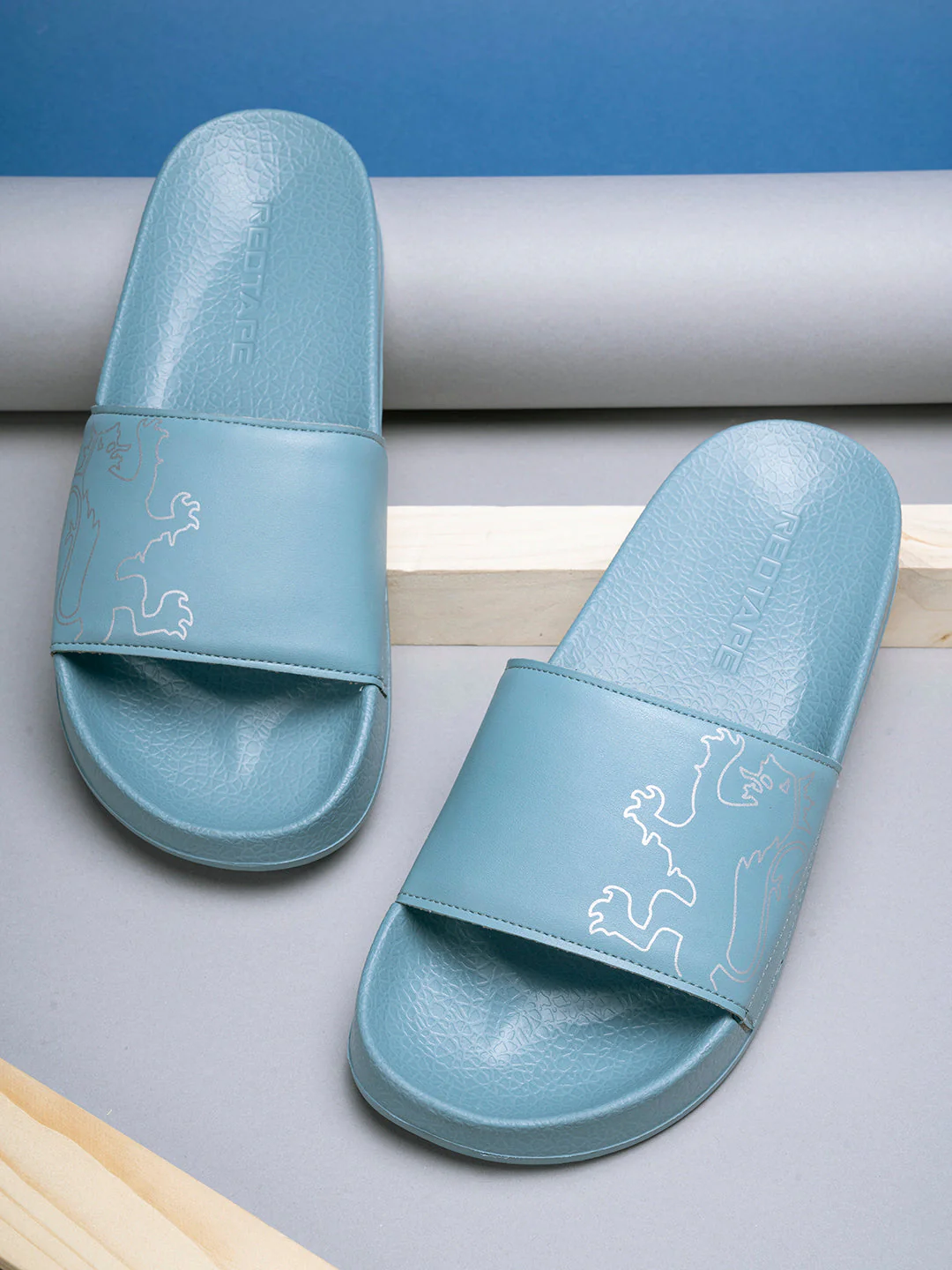 Mens Sliders in Jade Blue  | Casual Pool Sliders - Image 6