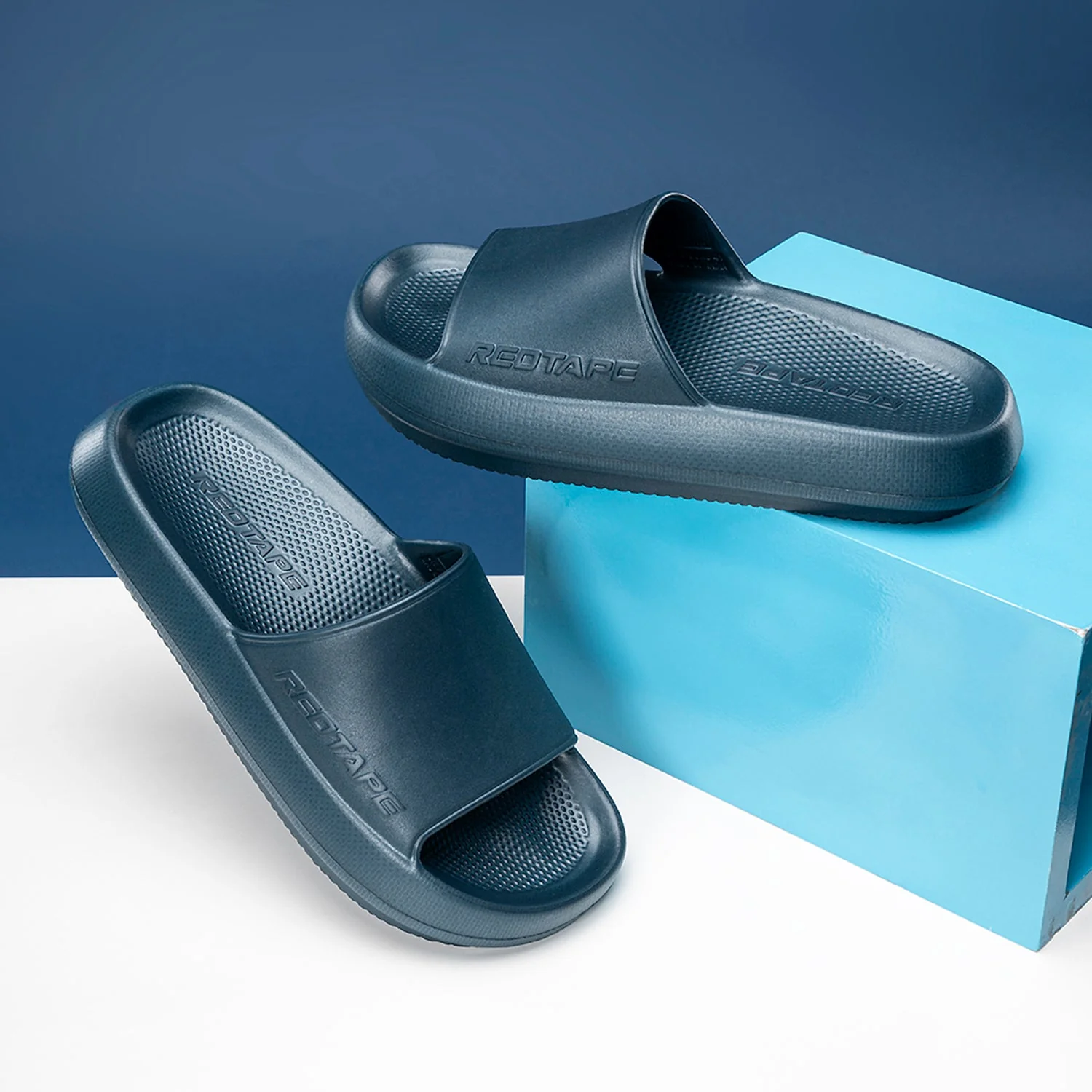 Mens Sliders in Stone Blue | Casual Pool Sliders - Image 6