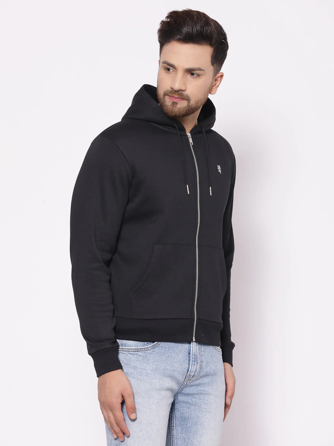 Men's Solid Black Hoodies - Image 2