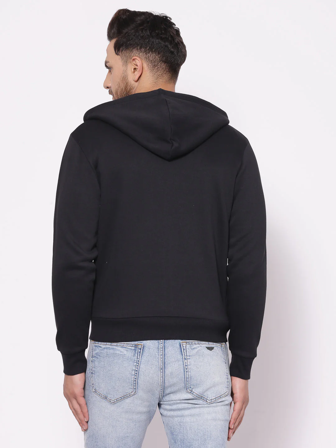 Men's Solid Black Hoodies - Image 3