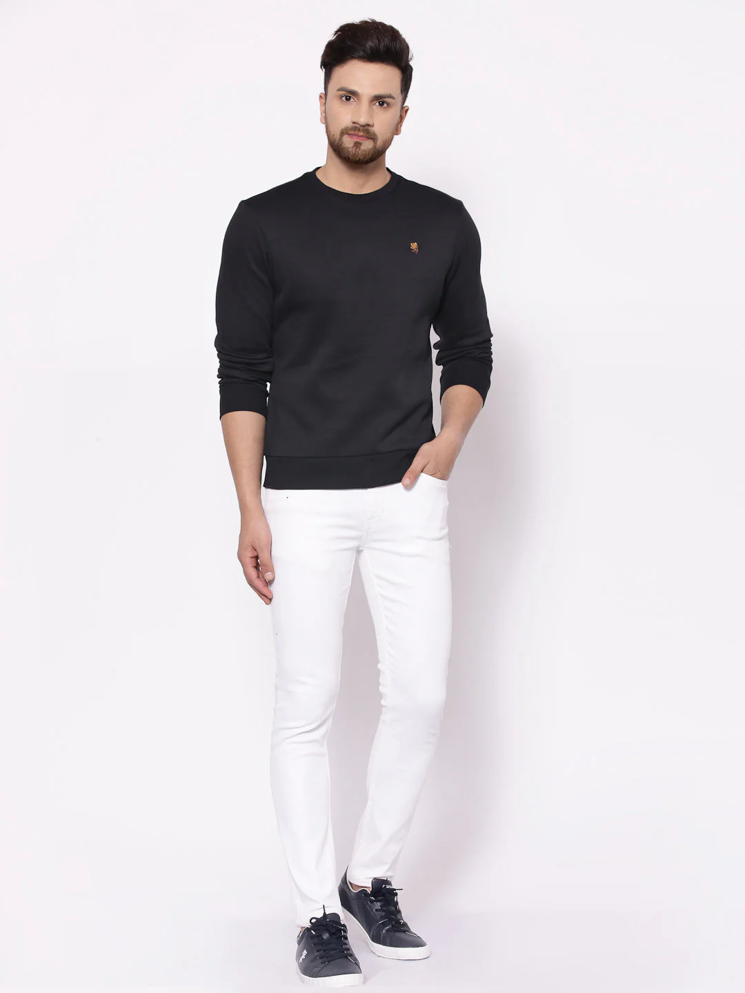 Men's Solid Black Sweatshirt - Image 4