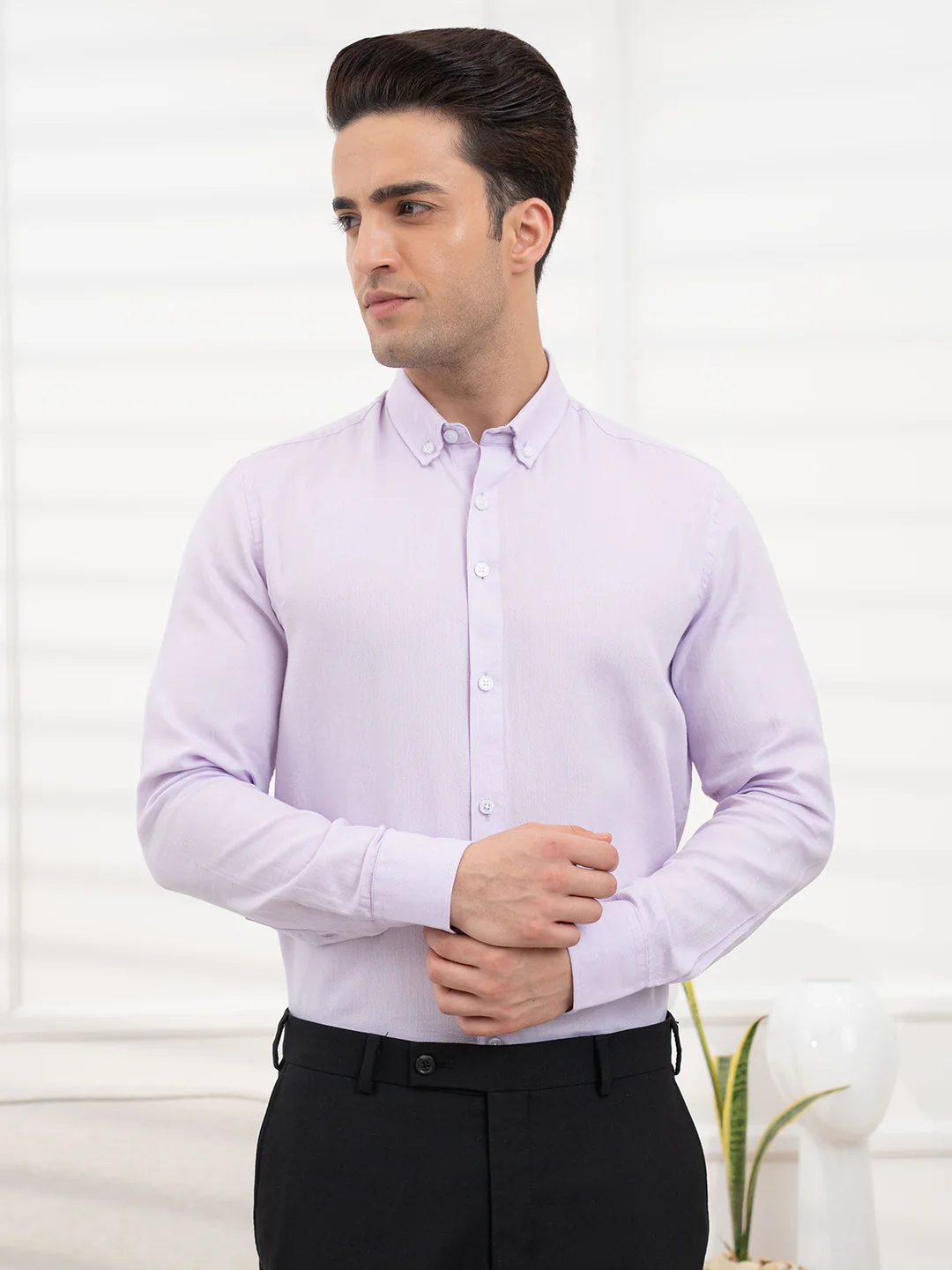 Menâ€™s Solid Cotton Shirt for Everyday Casual Comfort - Image 3