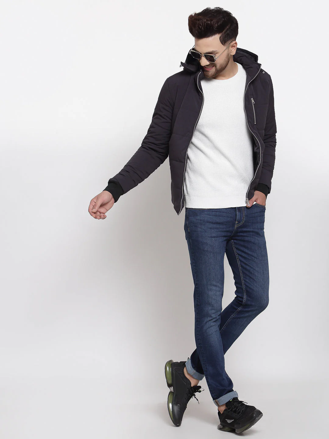Men's Solid Dark Grey Jacket - Image 5