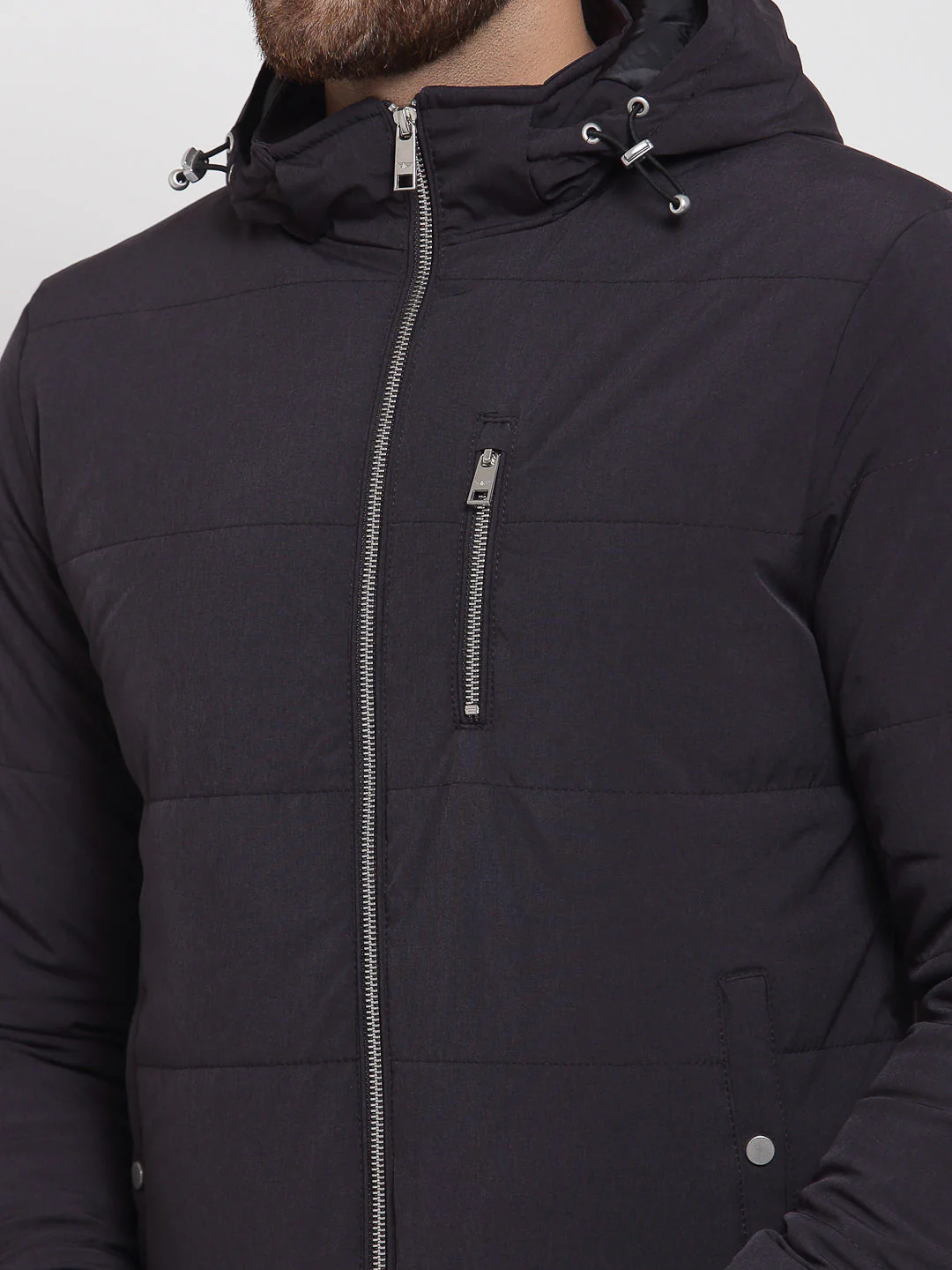 Men's Solid Dark Grey Jacket - Image 6