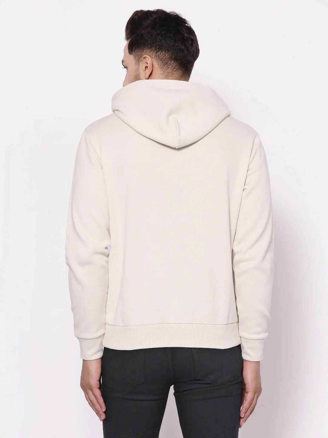 Men's Solid Dull Off White Hoodies - Image 3