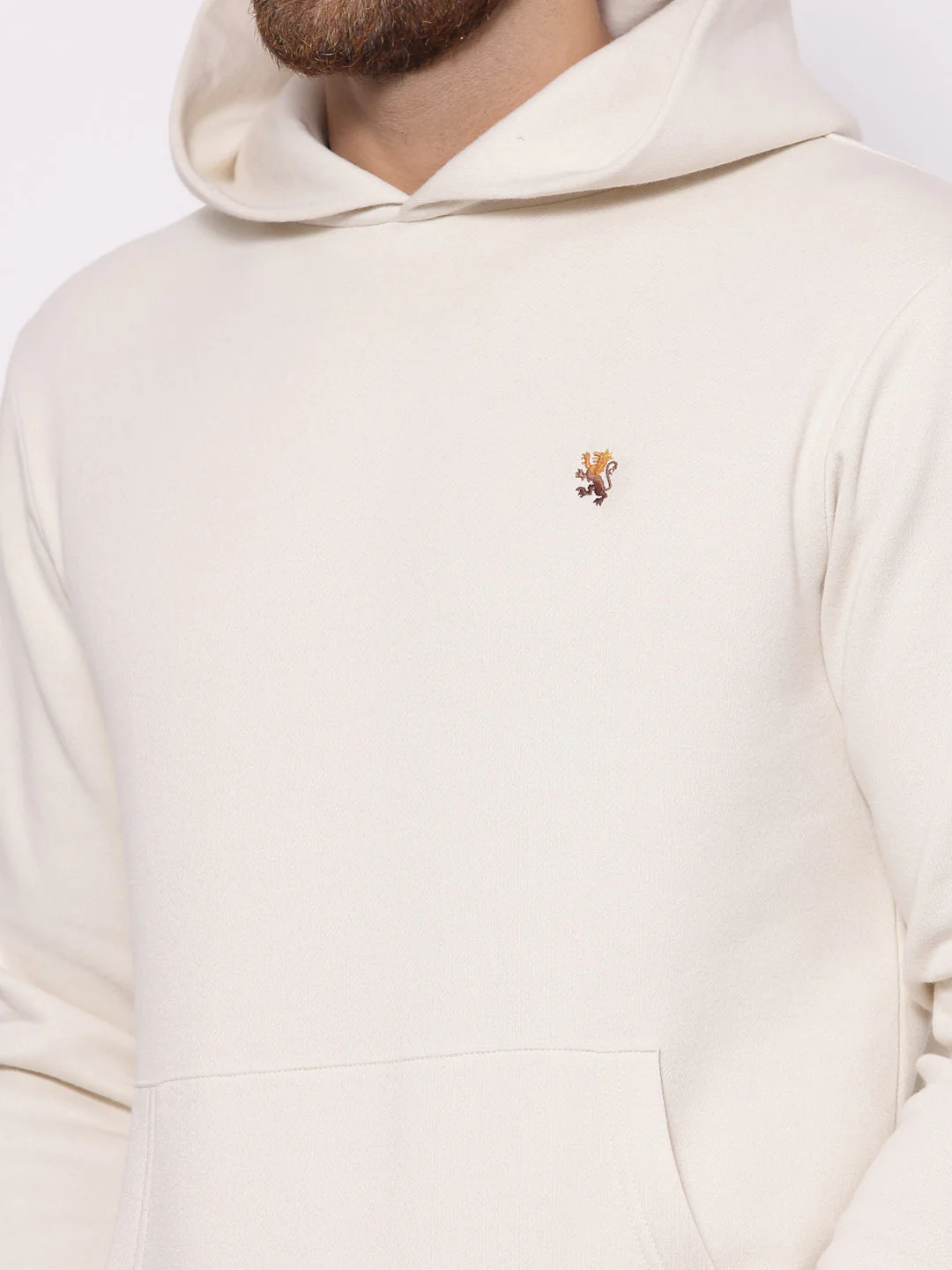 Men's Solid Dull Off White Hoodies - Image 5
