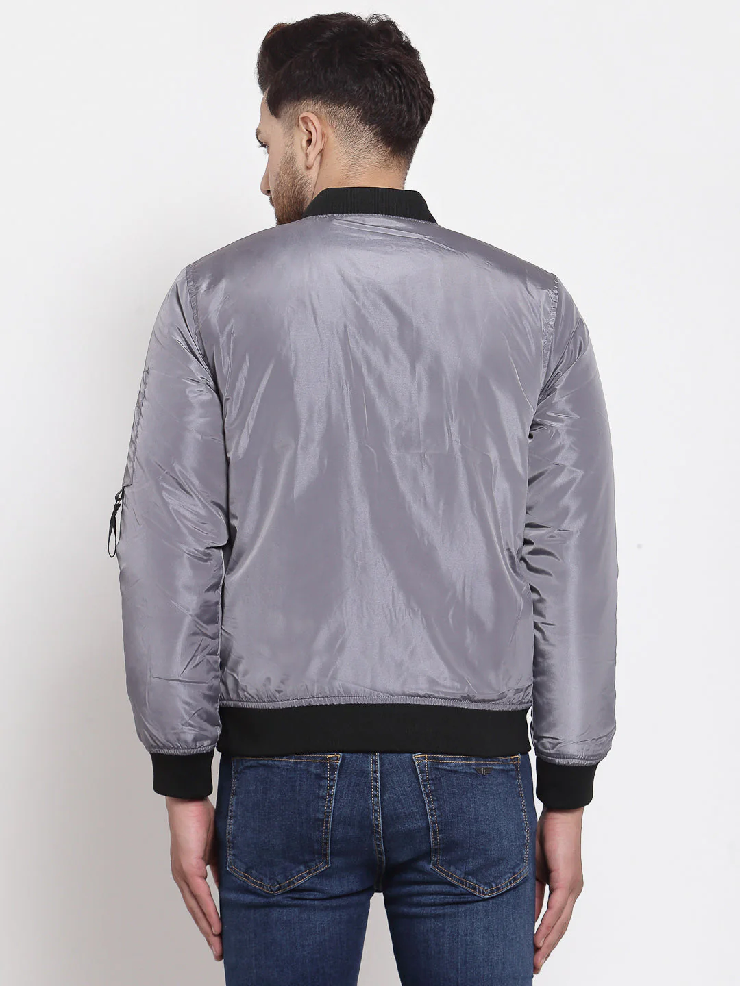 Men's Solid Grey Jacket - Image 3