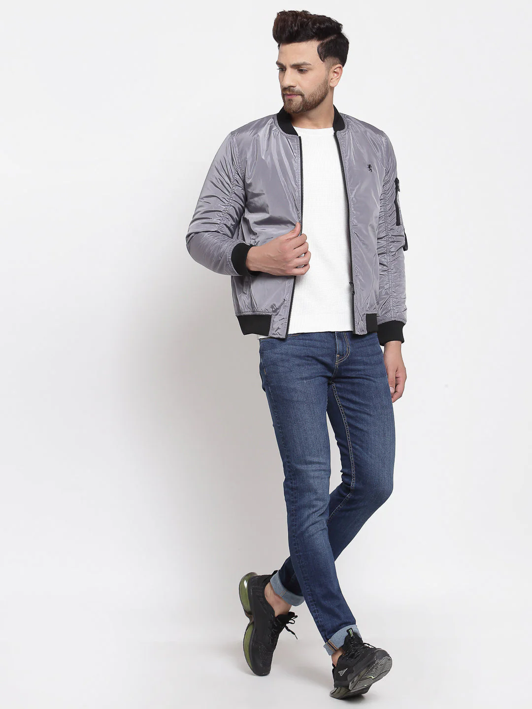Men's Solid Grey Jacket - Image 4