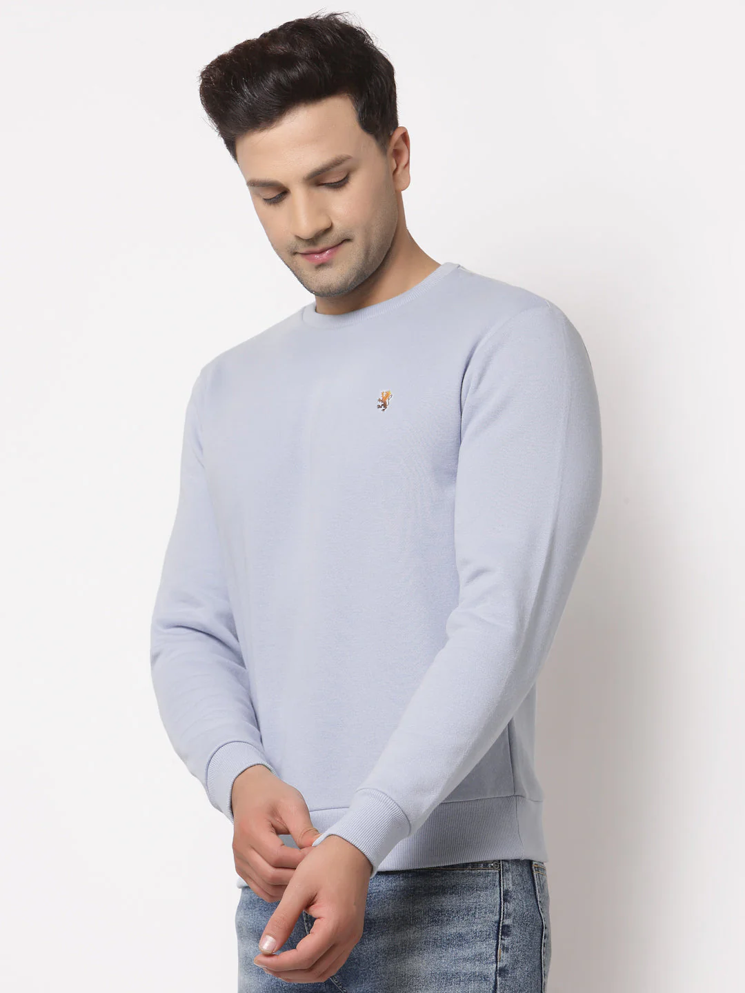 Men's Solid Light Blue Sweatshirt - Image 2