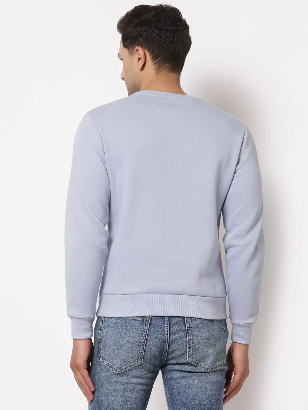 Men's Solid Light Blue Sweatshirt - Image 3