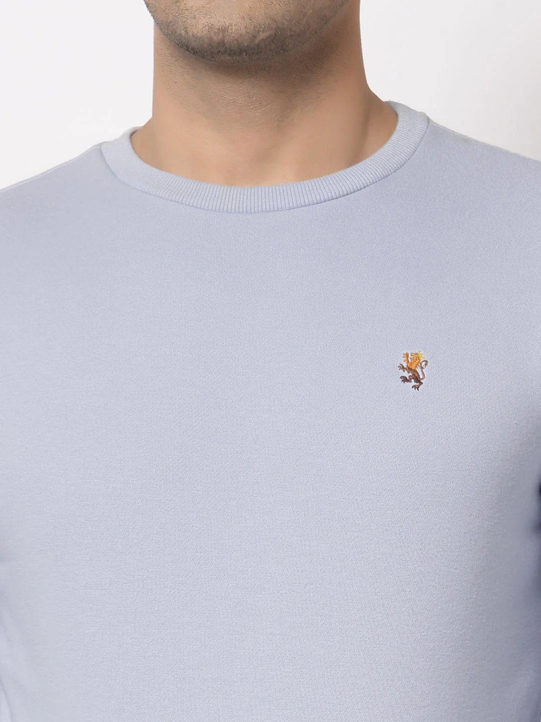 Men's Solid Light Blue Sweatshirt - Image 4