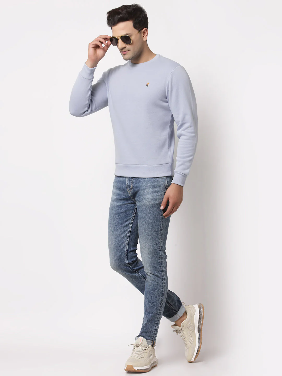 Men's Solid Light Blue Sweatshirt - Image 5