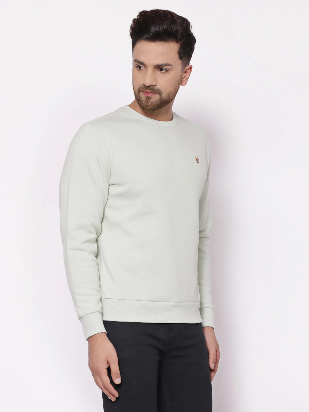 Men's Solid Mint Green Sweatshirt - Image 2